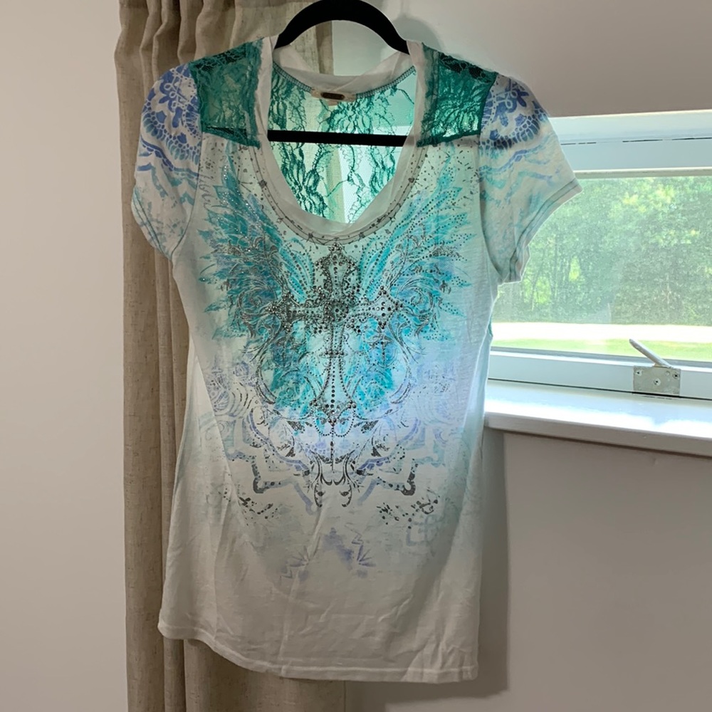Miss Me Top with Bling and Lace!